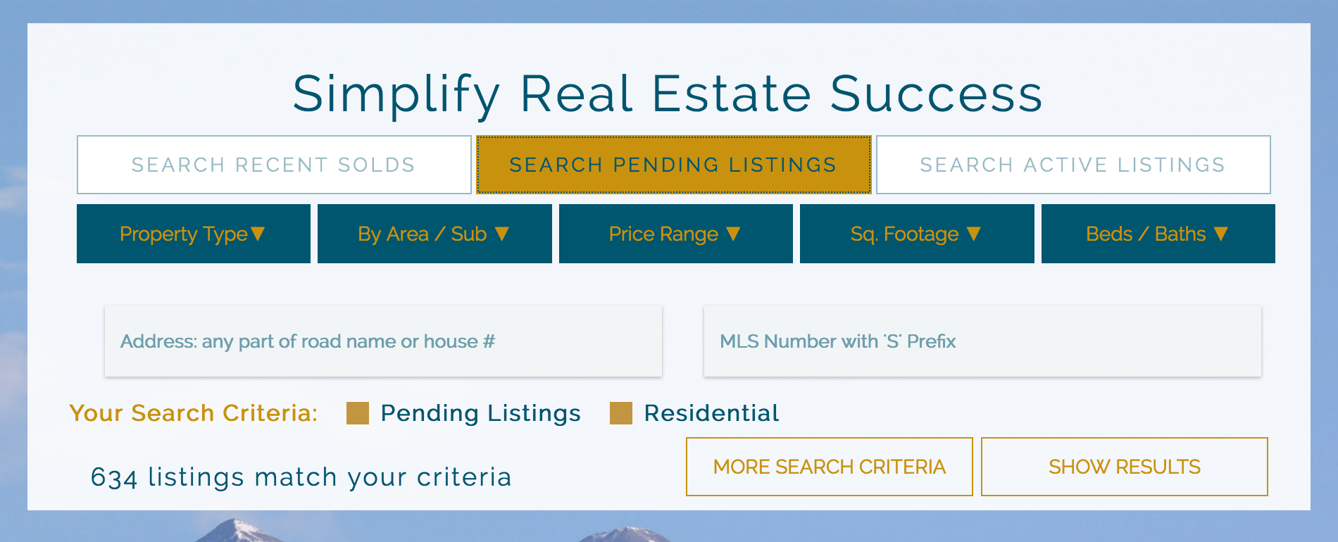 a screenshot of pending properties highlighted in our comprehensive, customizable search tool available at Real Estate Summit County.