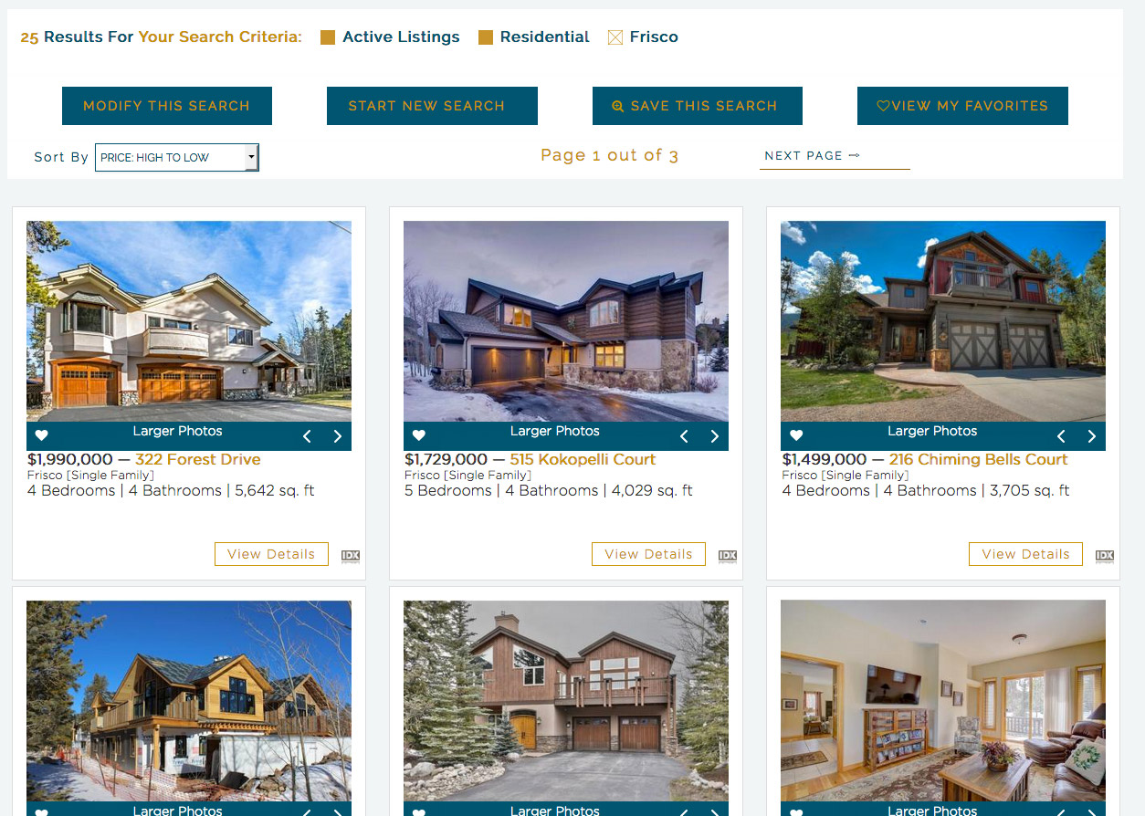 example of results of active listings